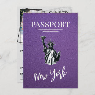 Reserve A Data Passaporte Nova Iorque Roxo Salvar Data