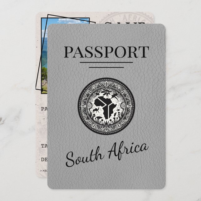 Reserve A Data Passaporte para a África do Sul da cinza (Frente/Verso)