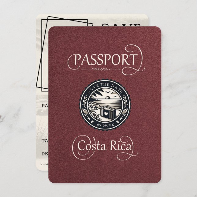Reserve A Data Passaporte para a Costa Rica (Frente/Verso)