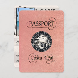 Reserve A Data Passaporte para a Costa Rica rosa Dourada