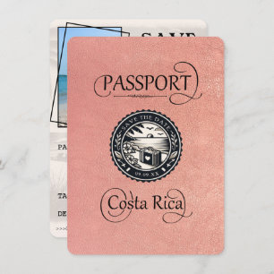 Reserve A Data Passaporte para a Costa Rica rosa Dourada