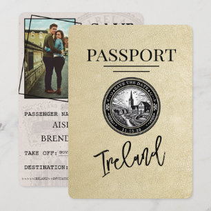 Reserve A Data Passaporte Para A Irlanda De Champanhe, Salvar A D