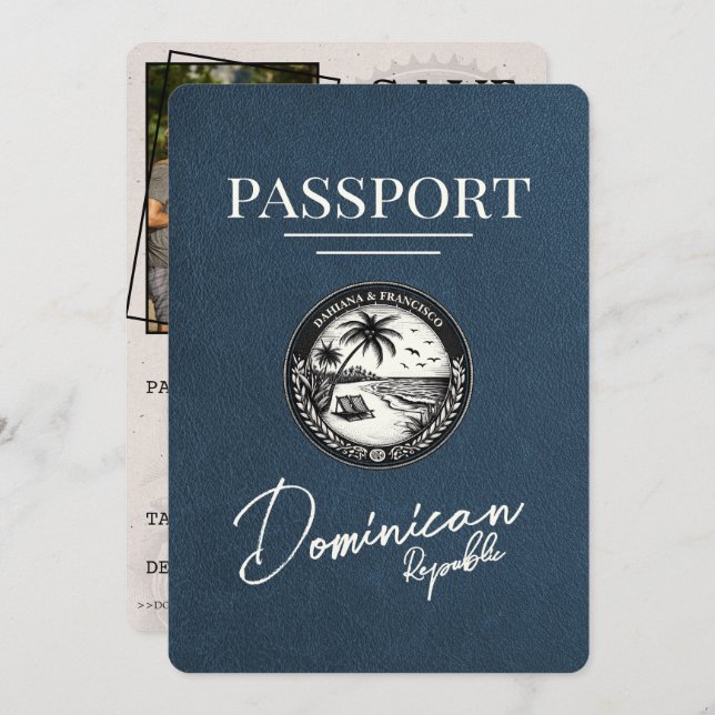 Reserve A Data Passaporte para a República Dominicana do marinho  (Frente/Verso)