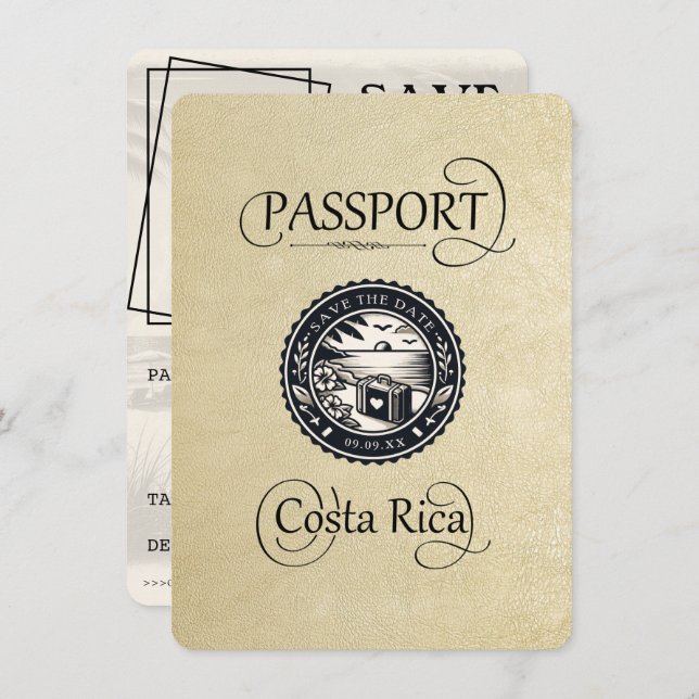 Reserve A Data Passaporte para Champagne Costa Rica (Frente/Verso)