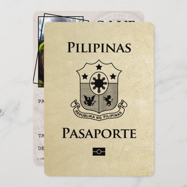 Reserve A Data Passaporte para Champagne Filipinas Salvar a Data (Frente/Verso)
