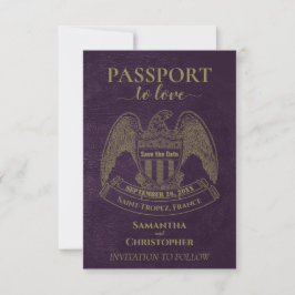 Reserve A Data Passaporte para o Destino Justo de Casamento Roxo
