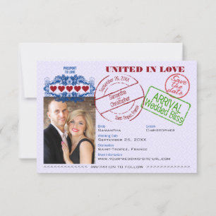 Reserve A Data Passaporte para o Destino Justo de Casamento Roxo