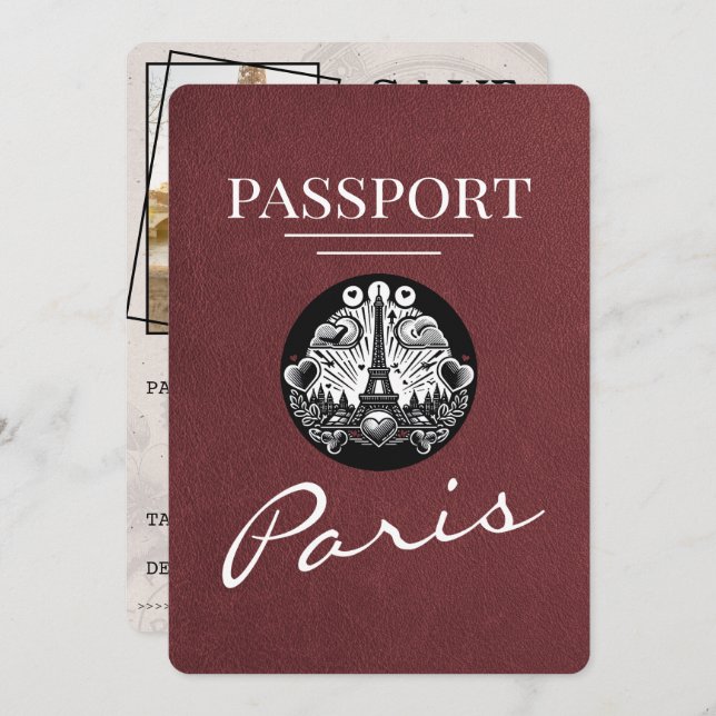 Reserve A Data Passaporte Paris Burgundy Salvar Data (Frente/Verso)