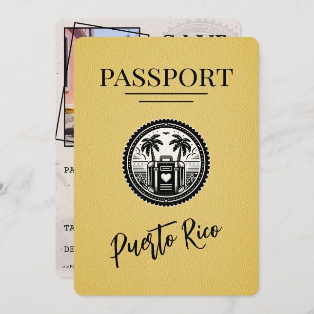 Reserve A Data Passaporte Porto Rico Amarelo (Frente/Verso)