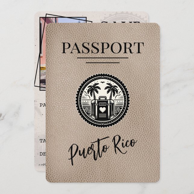 Reserve A Data Passaporte Porto Rico Beige (Frente/Verso)