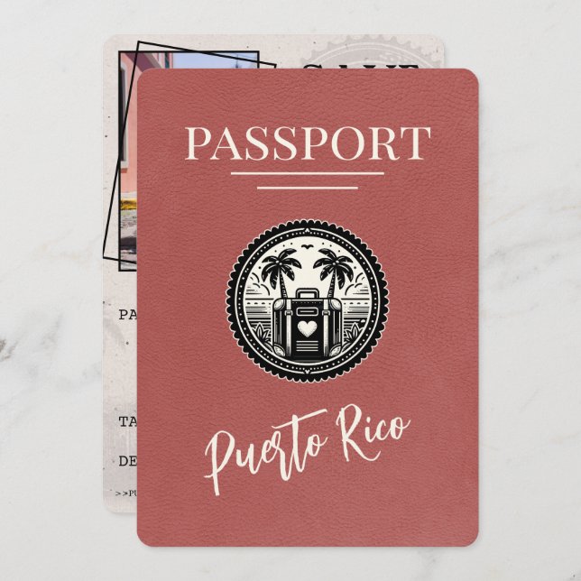 Reserve A Data Passaporte Porto Rico Light Burgundy (Frente/Verso)