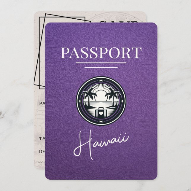 Reserve A Data Passaporte Purple Hawaii Salvar Data (Frente/Verso)
