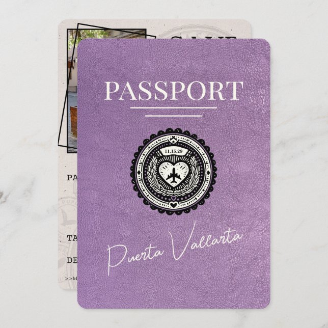 Reserve A Data Passaporte Purple lavanda Puerta Vallarta (Frente/Verso)