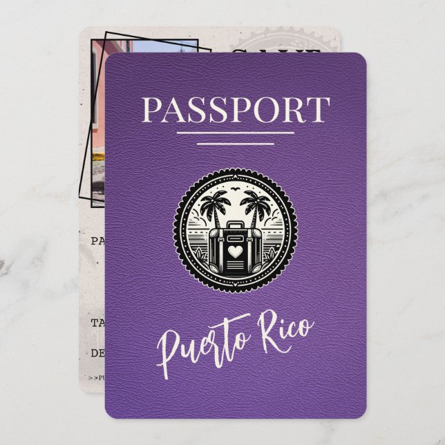 Reserve A Data Passaporte Purple Porto Rico (Frente/Verso)