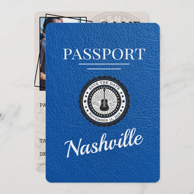 Reserve A Data Passaporte Real Azul Nashville Salvar A Data (Frente/Verso)