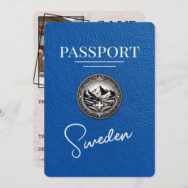 Reserve A Data Passaporte Real De Suecia Azul Salvar A Data (Frente/Verso)