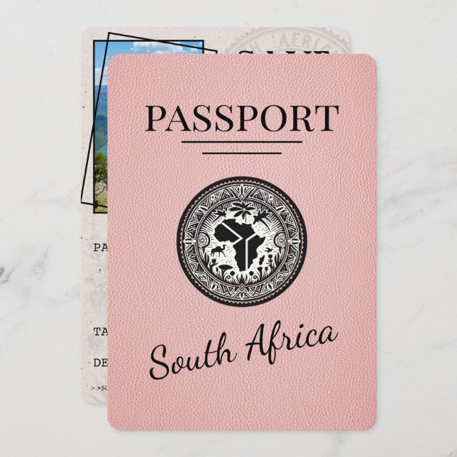 Reserve A Data Passaporte Rosa África do Sul (Frente/Verso)