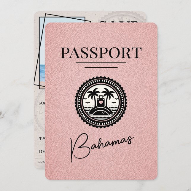 Reserve A Data Passaporte Rosa Bahamas, Salvar A Data (Frente/Verso)