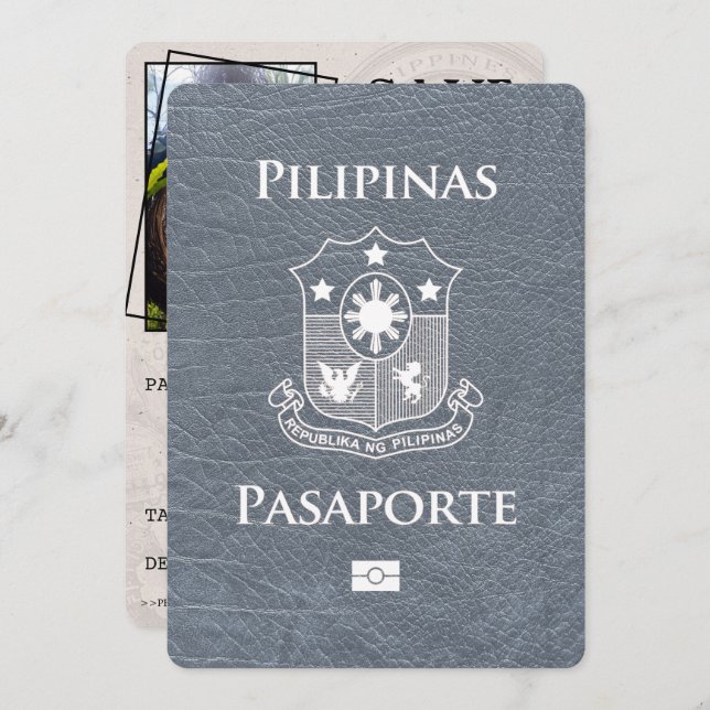 Reserve A Data Passaporte Silver Filipinas Salvar a Data (Frente/Verso)