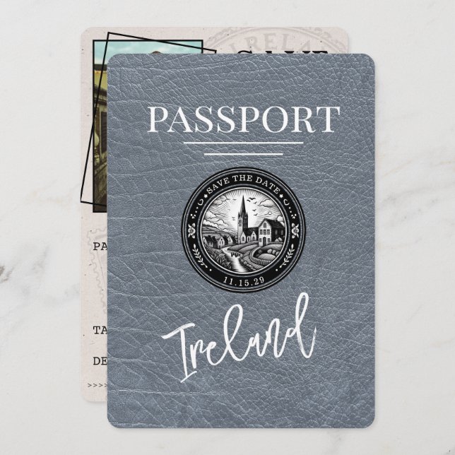 Reserve A Data Passaporte Silver Ireland Salvar Data (Frente/Verso)