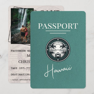Reserve A Data Passaporte Turquesa do Havaí Save The Date