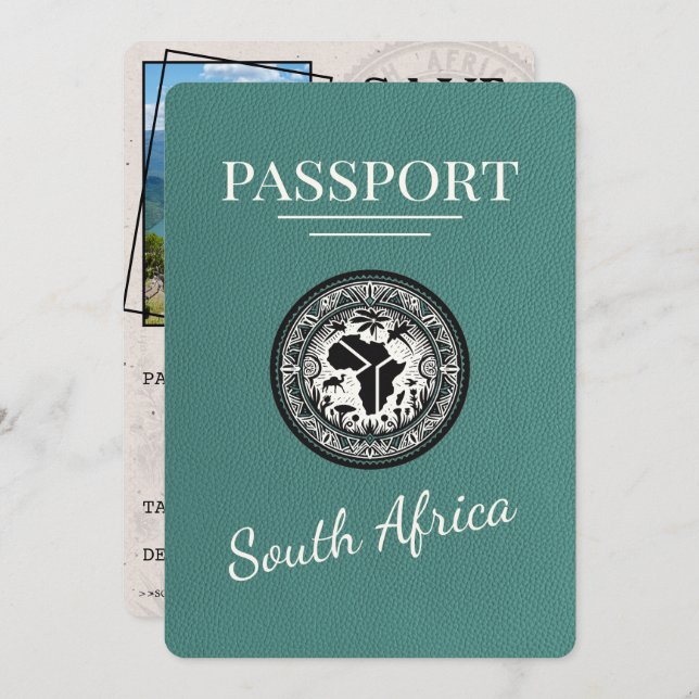Reserve A Data Passaporte Turquoise África do Sul (Frente/Verso)