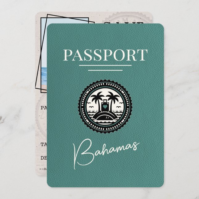 Reserve A Data Passaporte Turquoise Bahamas Exceto Data (Frente/Verso)