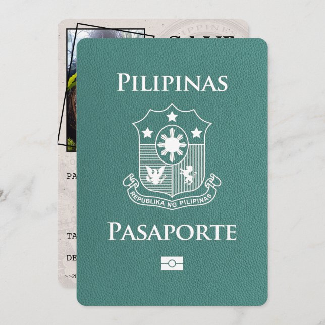 Reserve A Data Passaporte Turquoise Filipinas Exceto Data (Frente/Verso)