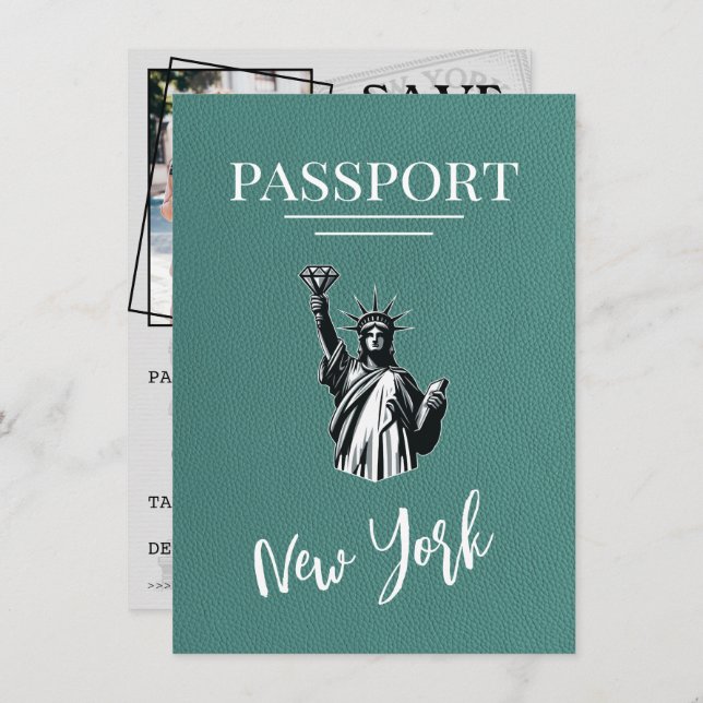 Reserve A Data Passaporte Turquoise Nova Iorque Salvar Data (Frente/Verso)