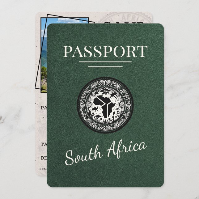 Reserve A Data Passaporte Verde África do Sul (Frente/Verso)