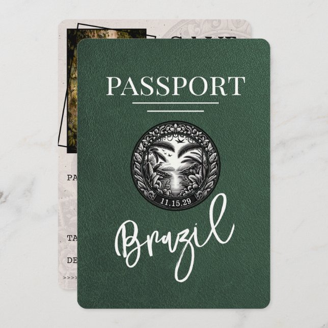 Reserve A Data Passaporte Verde Brasil Salvar Data (Frente/Verso)