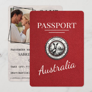 Reserve A Data Passaporte Vermelho Austrália Salvar a Data