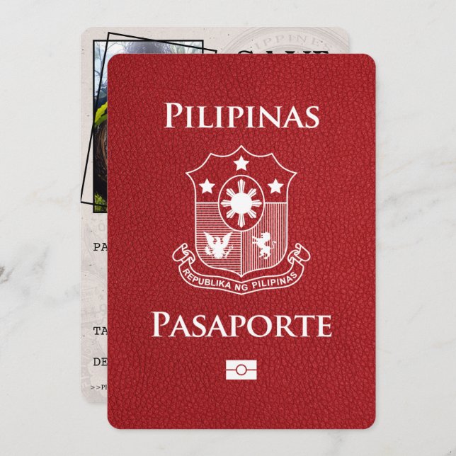 Reserve A Data Passaporte Vermelho Filipinas Salvar a Data (Frente/Verso)