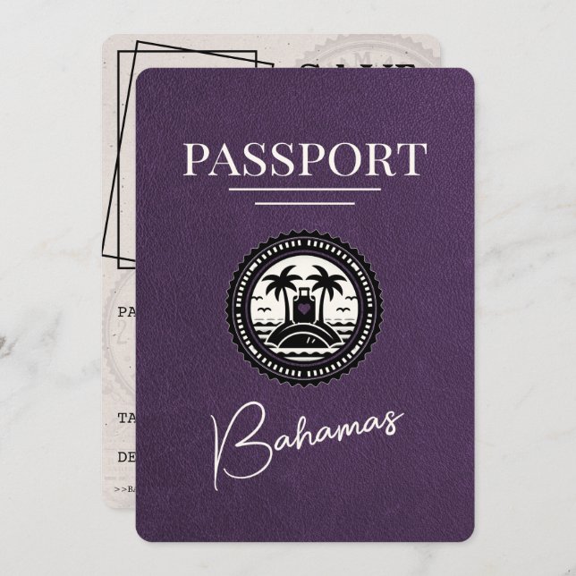 Reserve A Data Passaporte Violet Purple Bahamas Exceto Data (Frente/Verso)