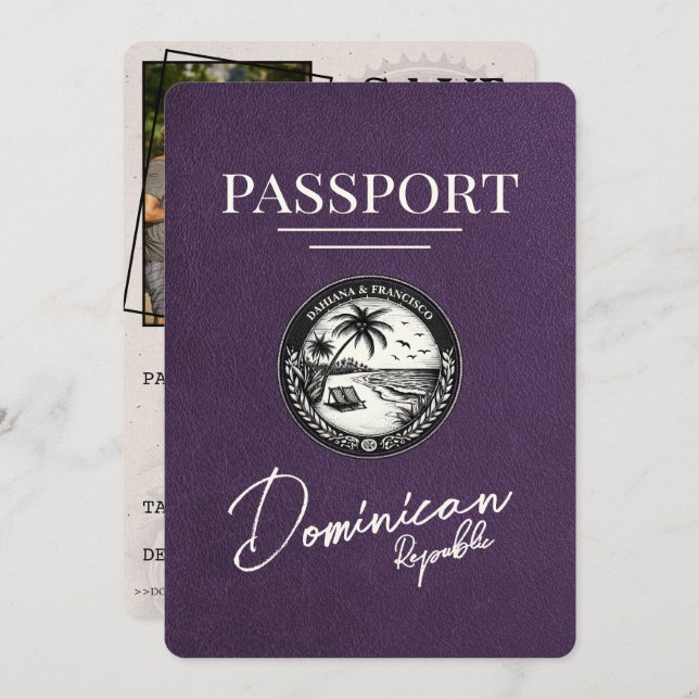 Reserve A Data Passaporte Violet Purple República Dominicana (Frente/Verso)