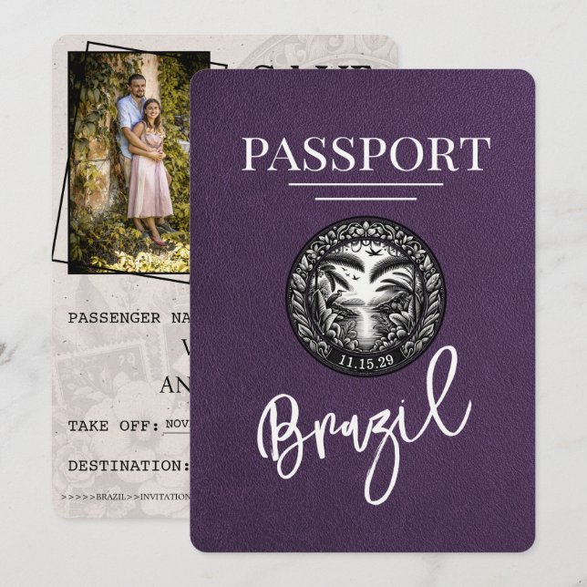 Reserve A Data Passaporte Violeta Brasil Roxo Salvo Data (Frente/Verso)