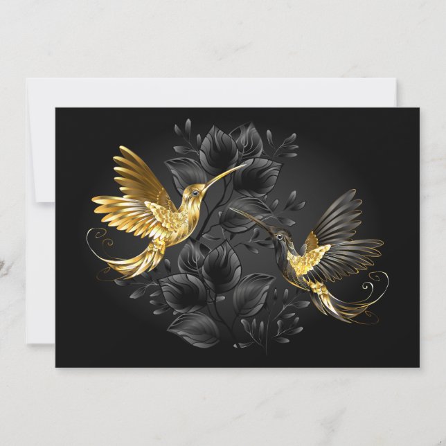 Reserve A Data Pássaro Humino Negro e Dourado (Frente)