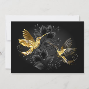 Reserve A Data Pássaro Humino Negro e Dourado