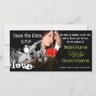 Reserve A Data Pássaros de Amor Vintage Salve a Data Sua Foto