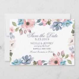 Reserve A Data Pastel Blue Pink Casamento Púrpura Salvar Data