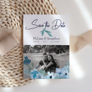 Reserve A Data Pastel Blue Watercolor Imagem Rosa Salvar Data