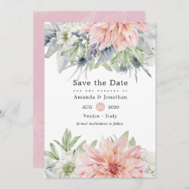 Reserve A Data Pastel Blush Pink Dahlia Casamento Salvar Data