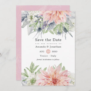 Reserve A Data Pastel Blush Pink Dahlia Casamento Salvar Data