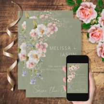 Pastel Floral Modern Green Wedding
