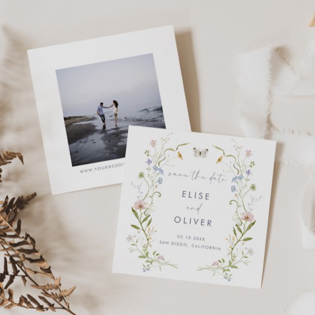 Reserve A Data Pastel Wildflower Frame Weding (Criador carregado)