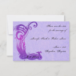 Reserve A Data Pavão de Vintage Roxo Salvar a Data