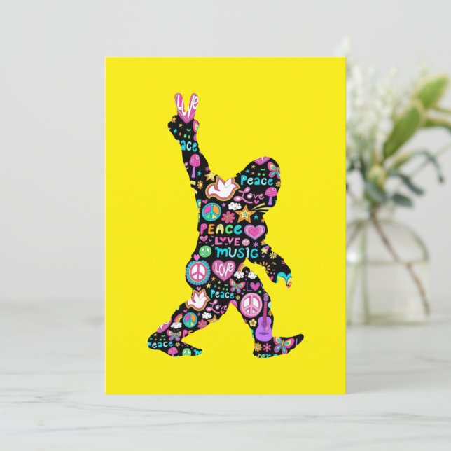 Reserve A Data Pé Grande de Paz Hippie Engraçado Pé Grande (Em pé/Frente)