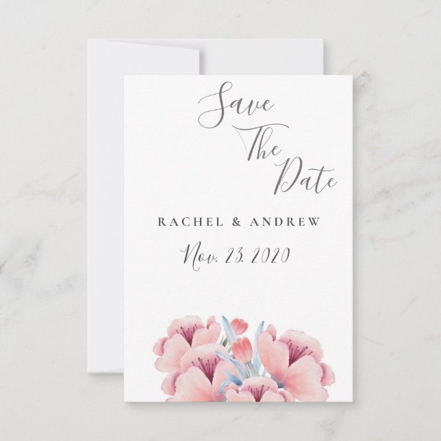 Reserve A Data Peach Blossom | Casamento Floral Salvar a Data (Frente)