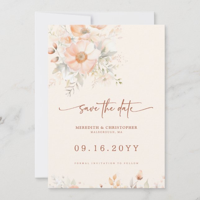 Reserve A Data Peach Cream Floral Wedding (Frente)