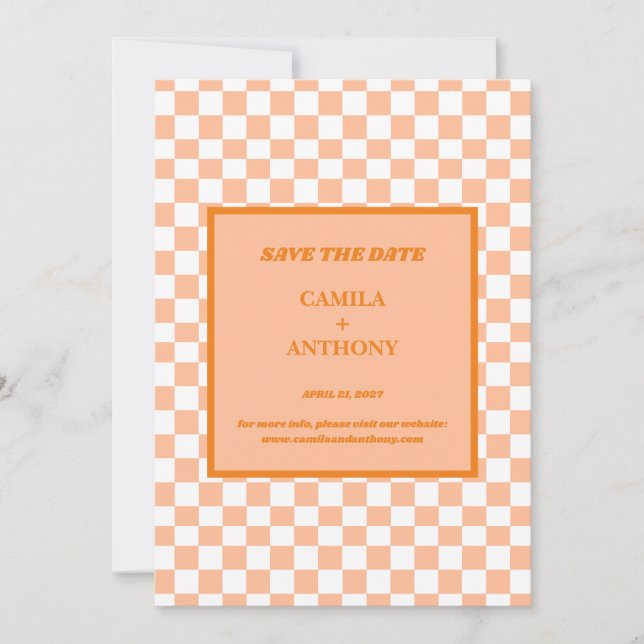 Reserve A Data Peach Fuzz Orange Checkered Gingham Patterno (Frente)